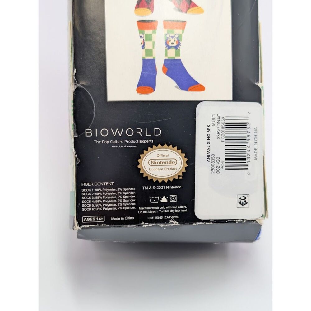 Nintendo Animal Crossing 6 Pair Casual Crew Socks Size 8-12 Bioworld - Picture 10 of 12